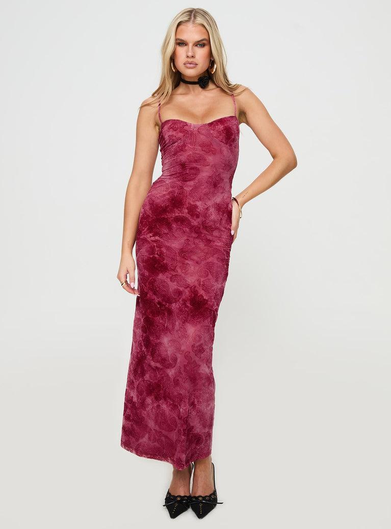 Orla Paisley Maxi Dress Burgundy Product Image