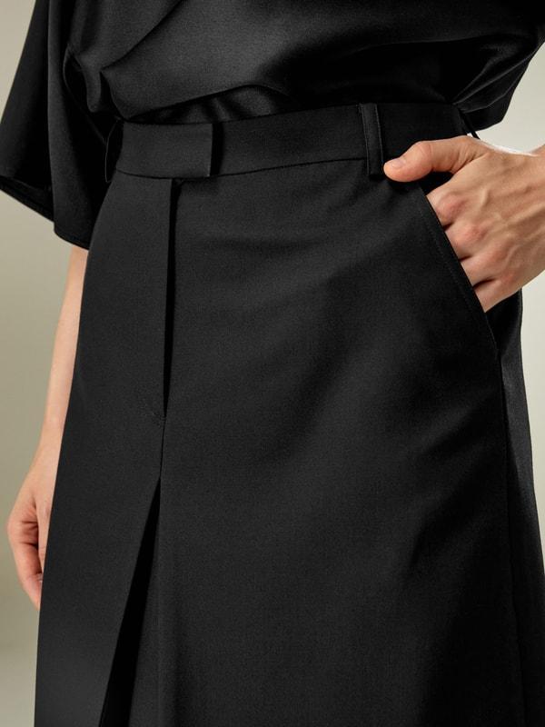 A-Line Wool Silk Blend Skirt Product Image