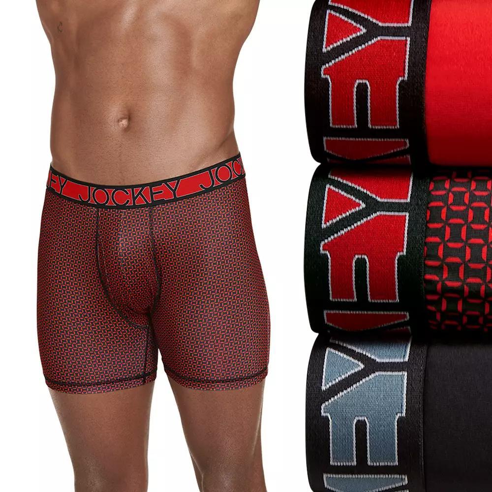 Men's Jockey 3-Pack Active Microfiber 9" Long Leg Boxer Briefs, Size: Medium, Black Product Image