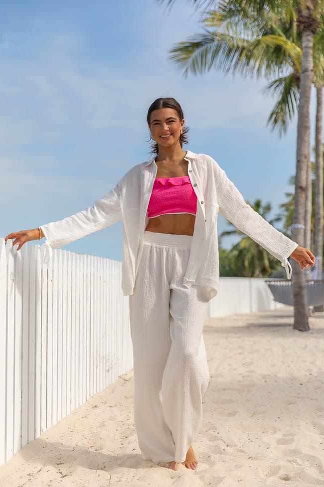 Warmer Weather Ivory Gauze Beach Pants SALE Product Image