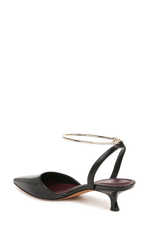 Leather Ankle-chain Slingback Pumps In Black Product Image