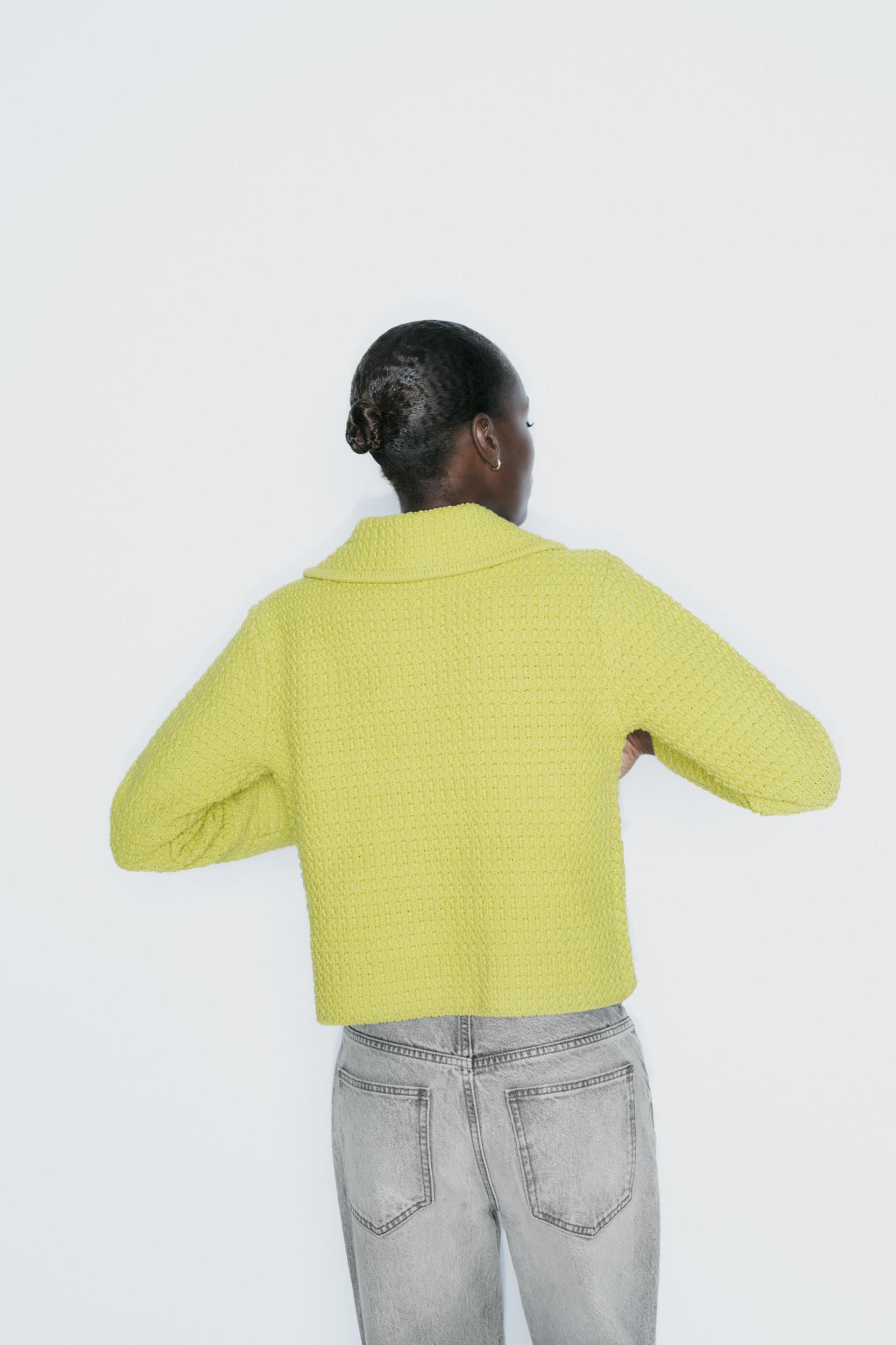 CHUNKY KNIT PETER PAN COLLAR CARDIGAN Product Image
