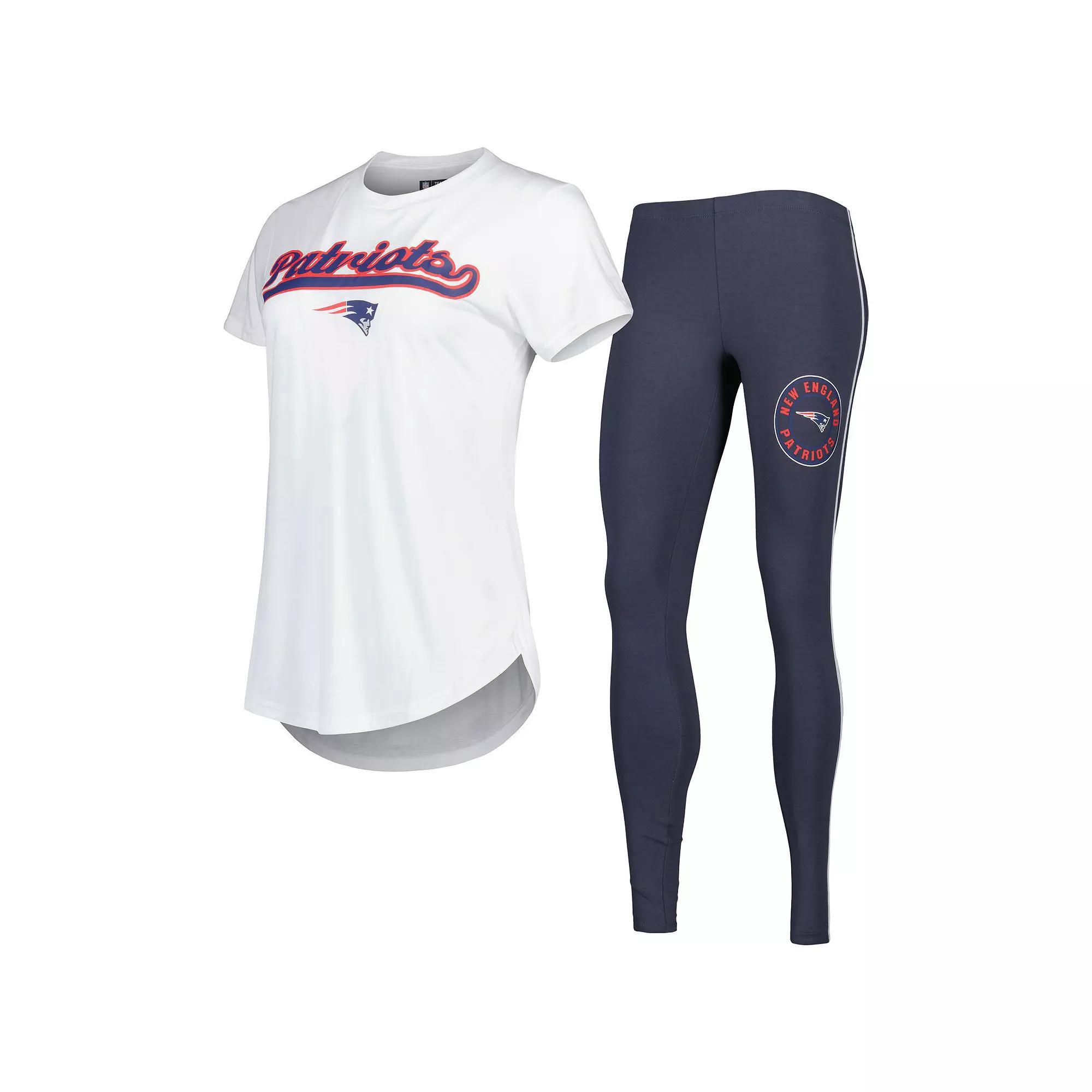 Women's Concepts Sport White/Charcoal New England Patriots Sonata T-Shirt & Leggings Sleep Set, Size: Large Product Image