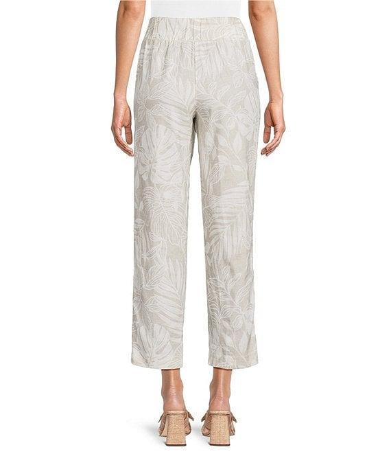 Investments Petite Size Natural Palm Pull-On Straight Leg Ankle Pants Product Image