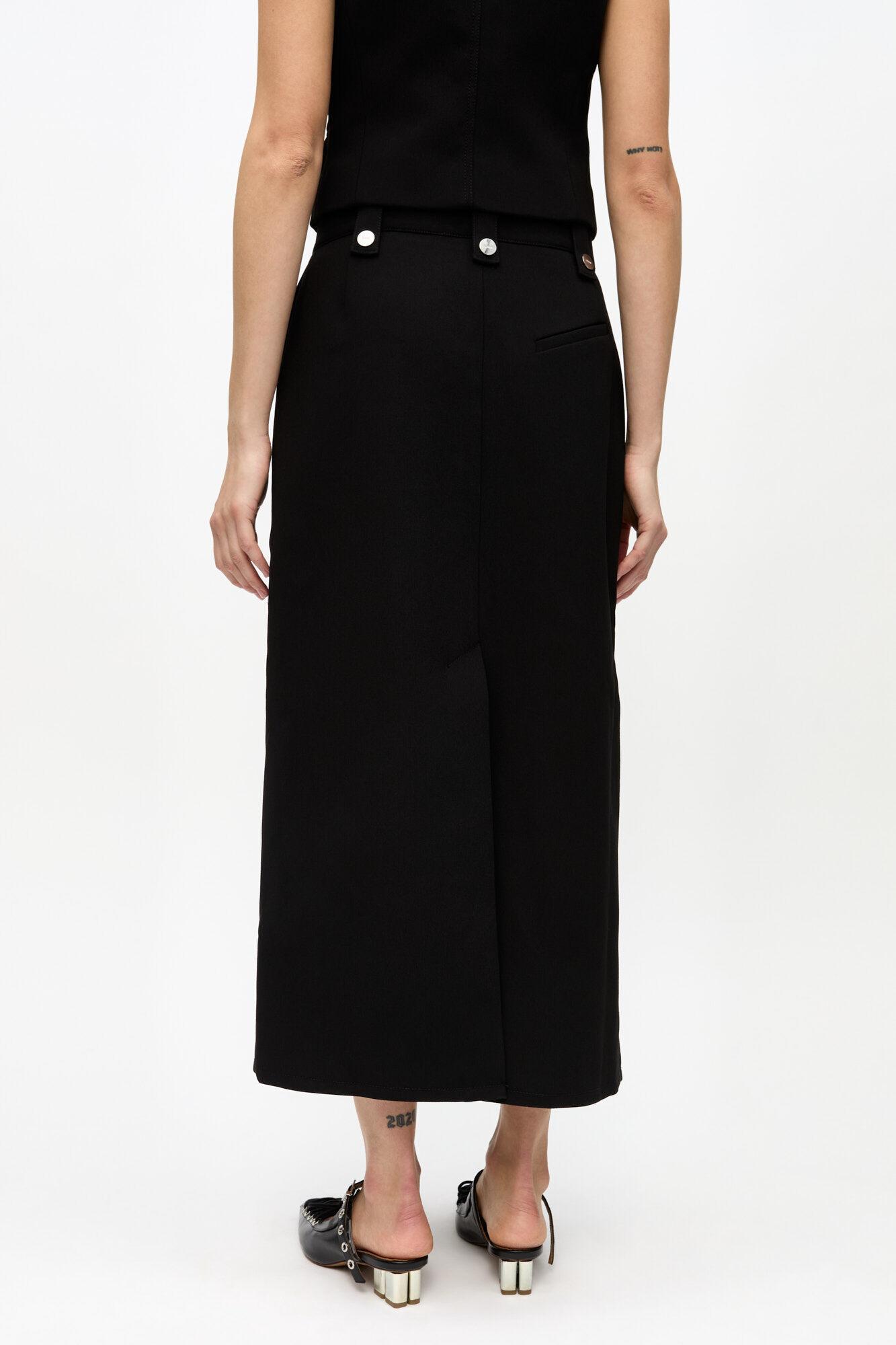 Black Bonded Crepe Skirt Product Image