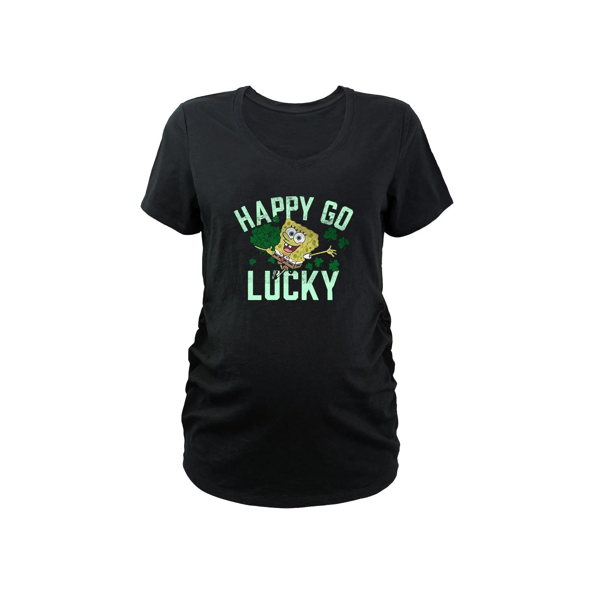 Maternity Nickelodeon SpongeBob SquarePants Happy Go Lucky Graphic Tee, Women's, Size: Small-Mat, Black Product Image