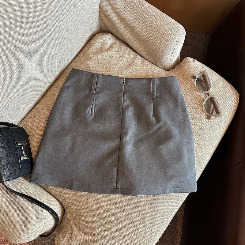 High Rise Plain Mini Skirt Product Image