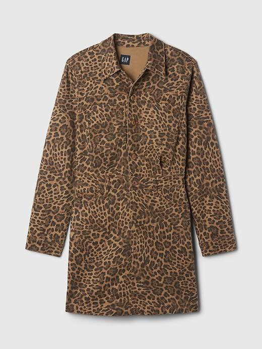 Leopard Denim Mini Dress Product Image