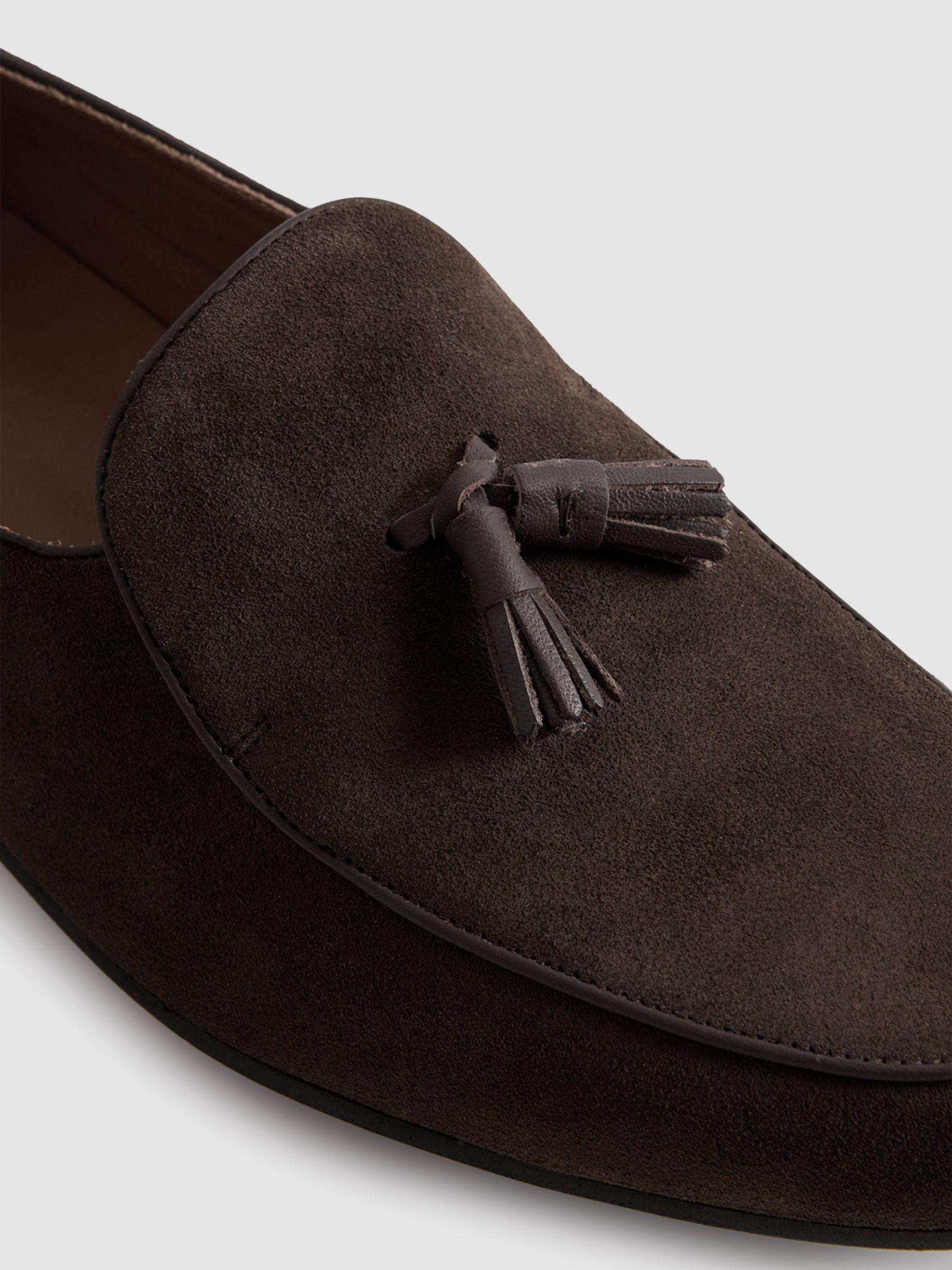 Suede Slip-On Belgian Loafers in Dark Brown Product Image