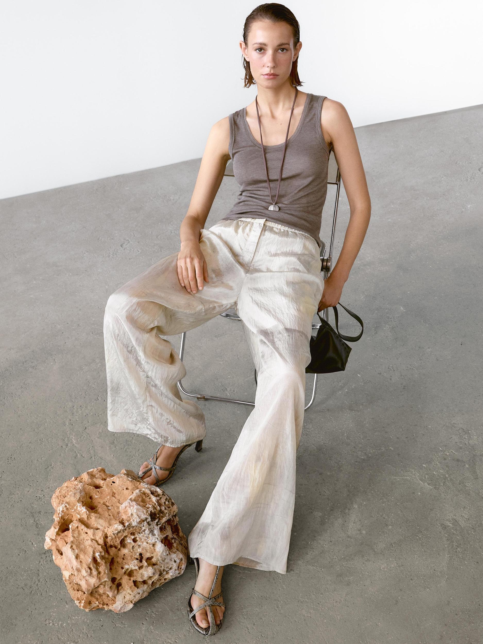 Round neck top with seam details Product Image
