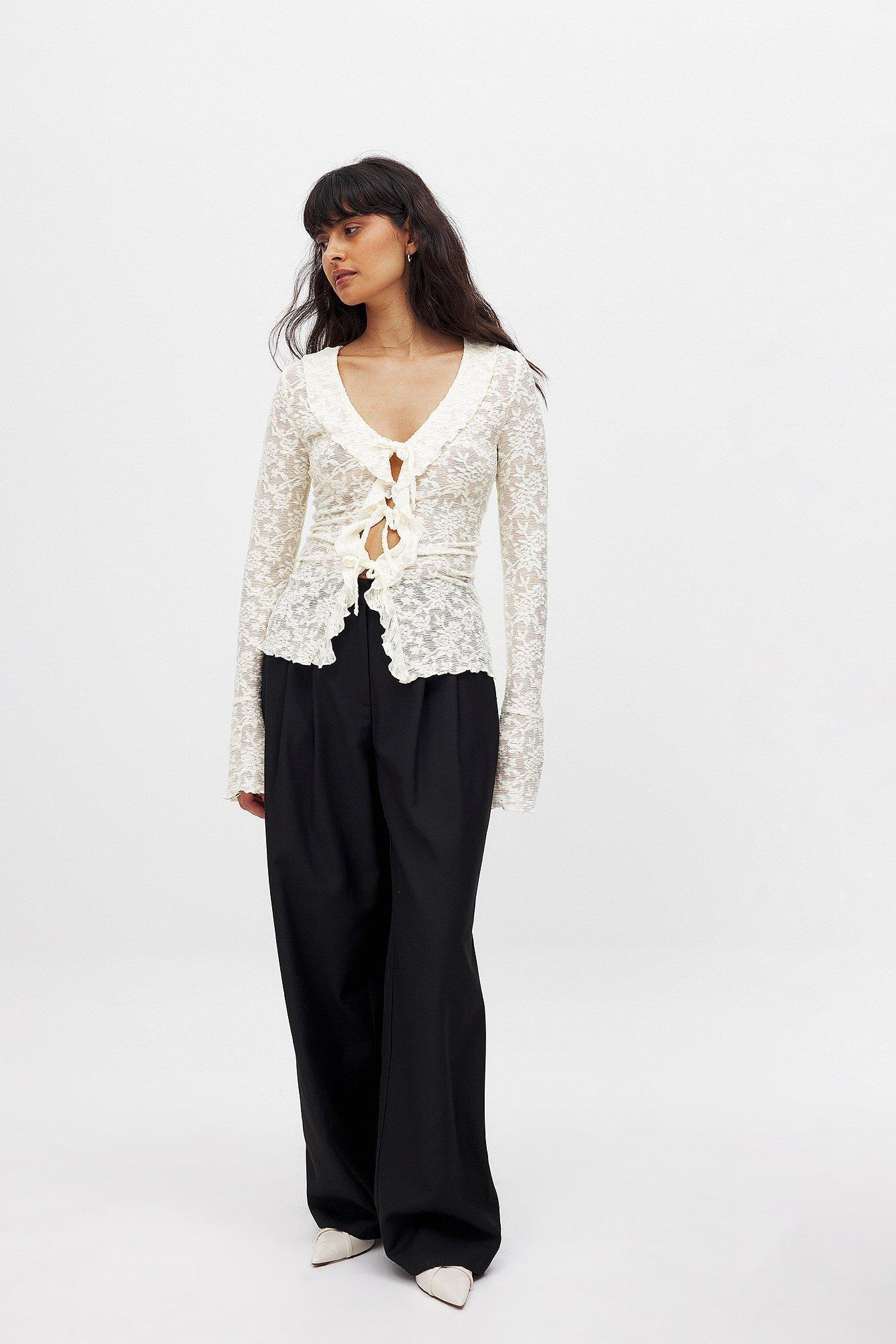 Floral Long Sleeve Tie Top Product Image