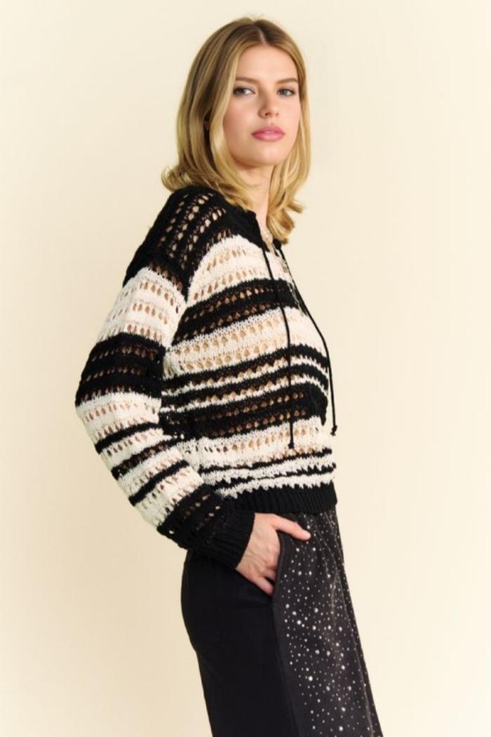 Striped Crochet Sweater Product Image