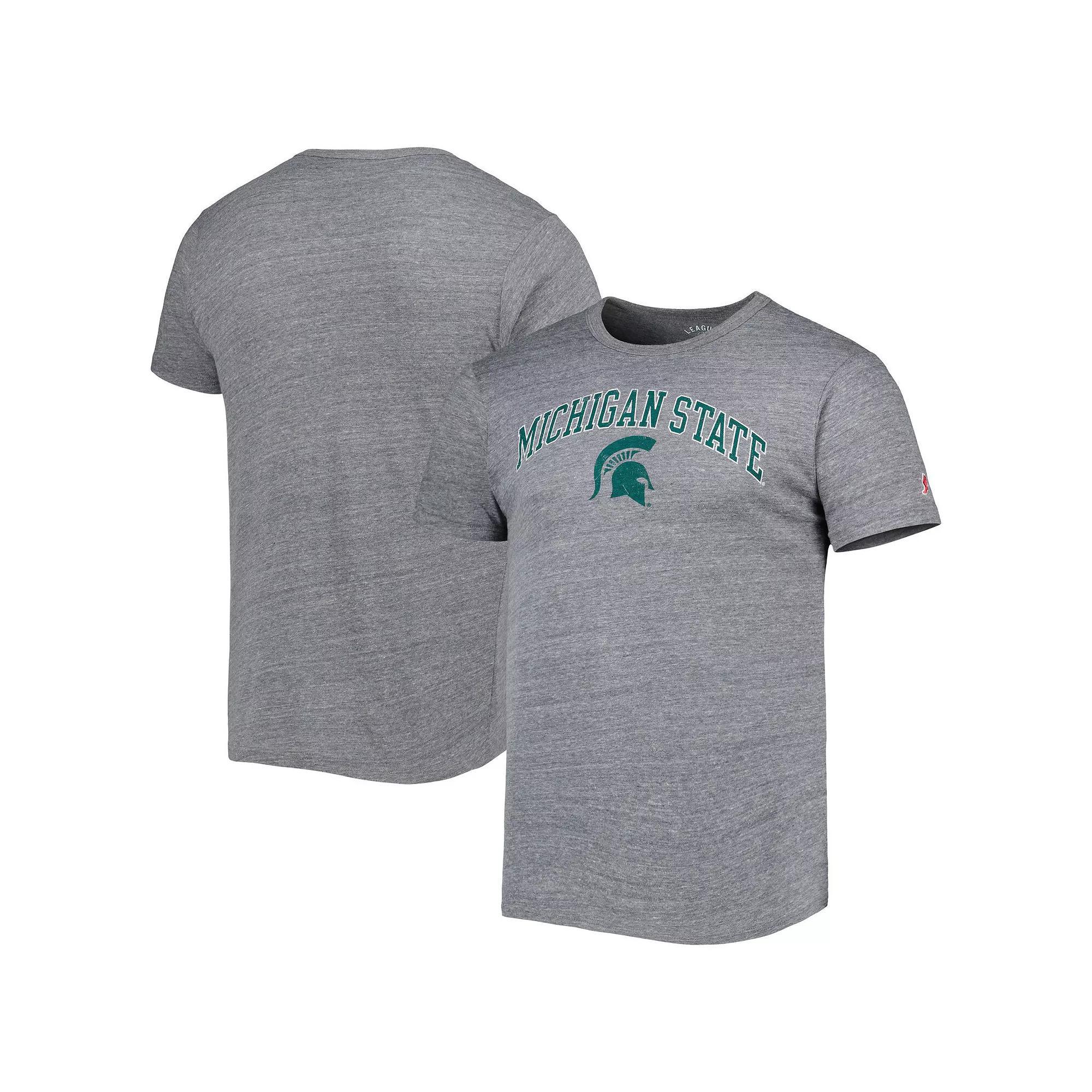Men's League Collegiate Wear Heather Gray Michigan State Spartans 1965 Arch Victory Falls Tri-Blend T-Shirt, Size: XL, Grey Product Image