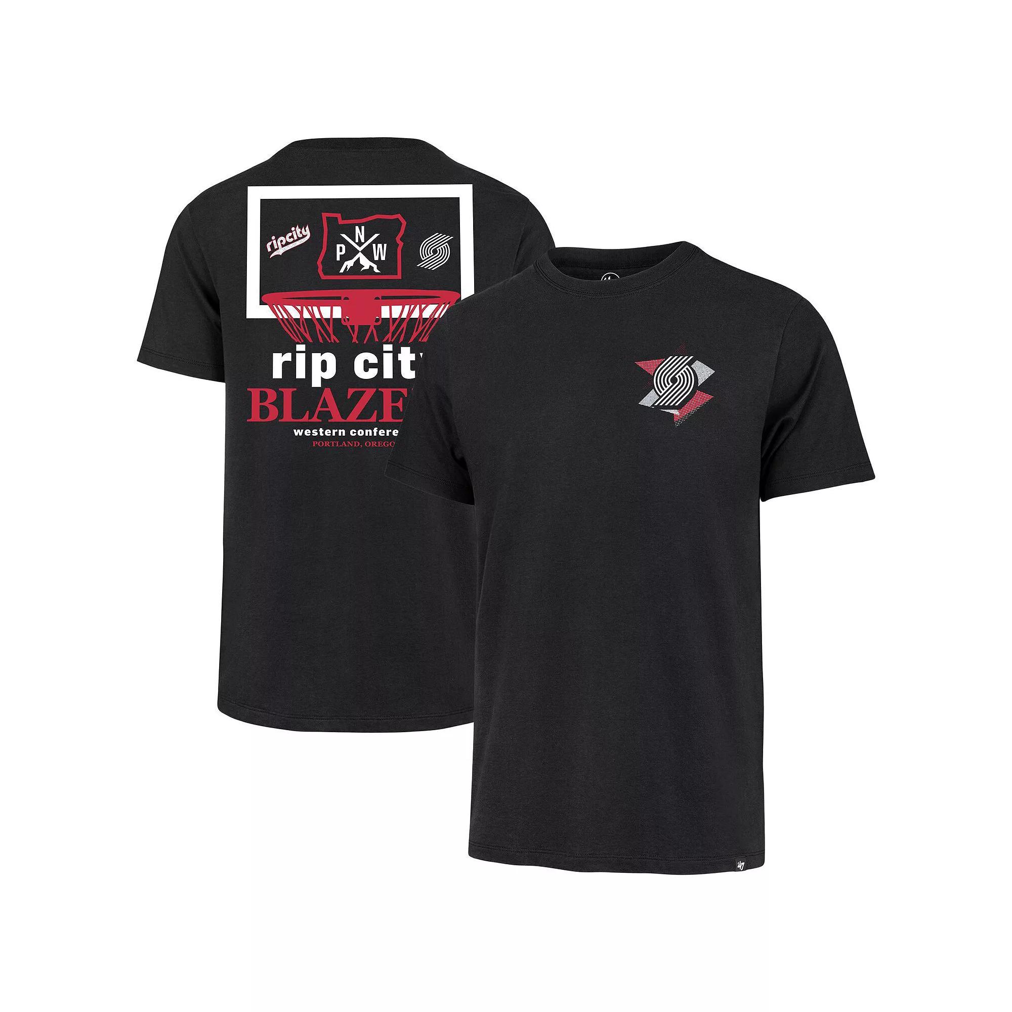 Men's '47  Black Portland Trail Blazers City Edition Backboard T-Shirt, Size: Small Product Image