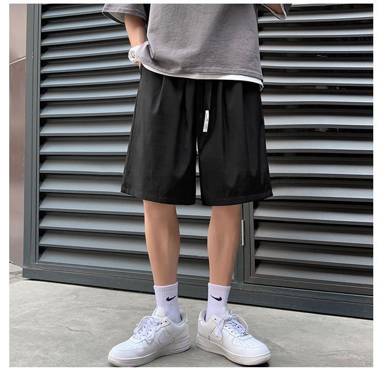 Drawstring Waist Plain Shorts Product Image