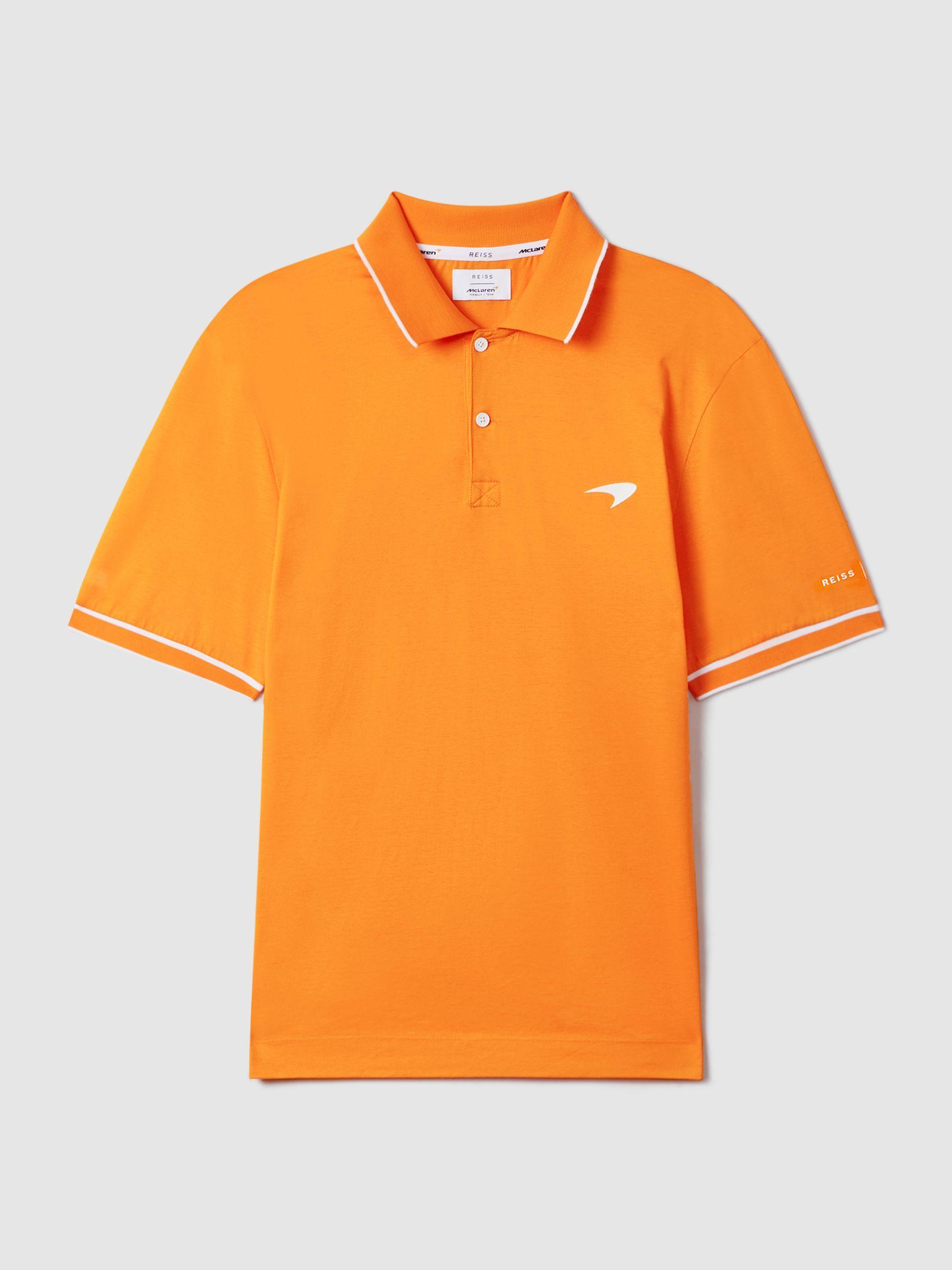 Mercerised Cotton Polo Shirt in Papaya Product Image