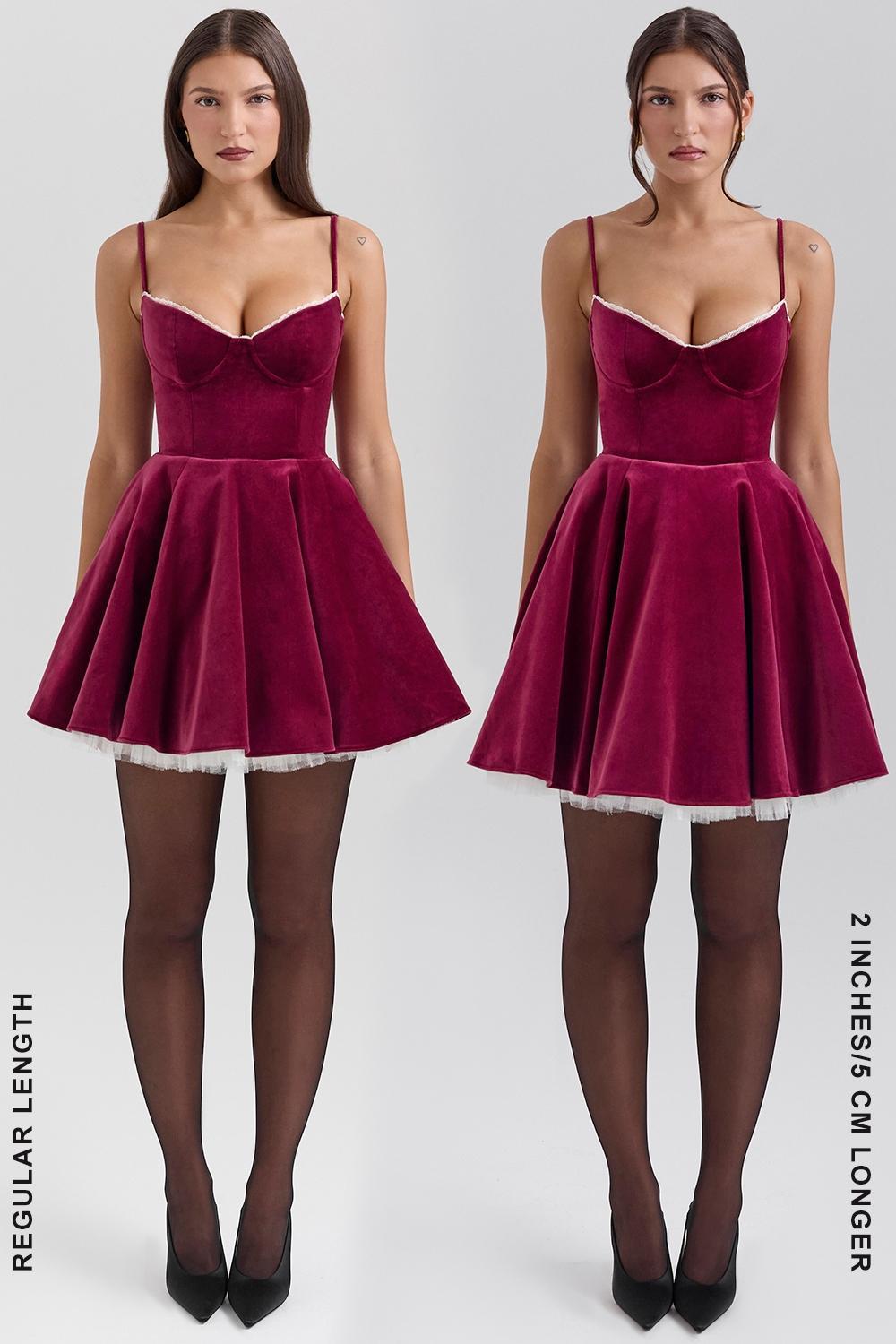 Minimoiselle Burgundy Velvet Tulle Mini Dress Product Image