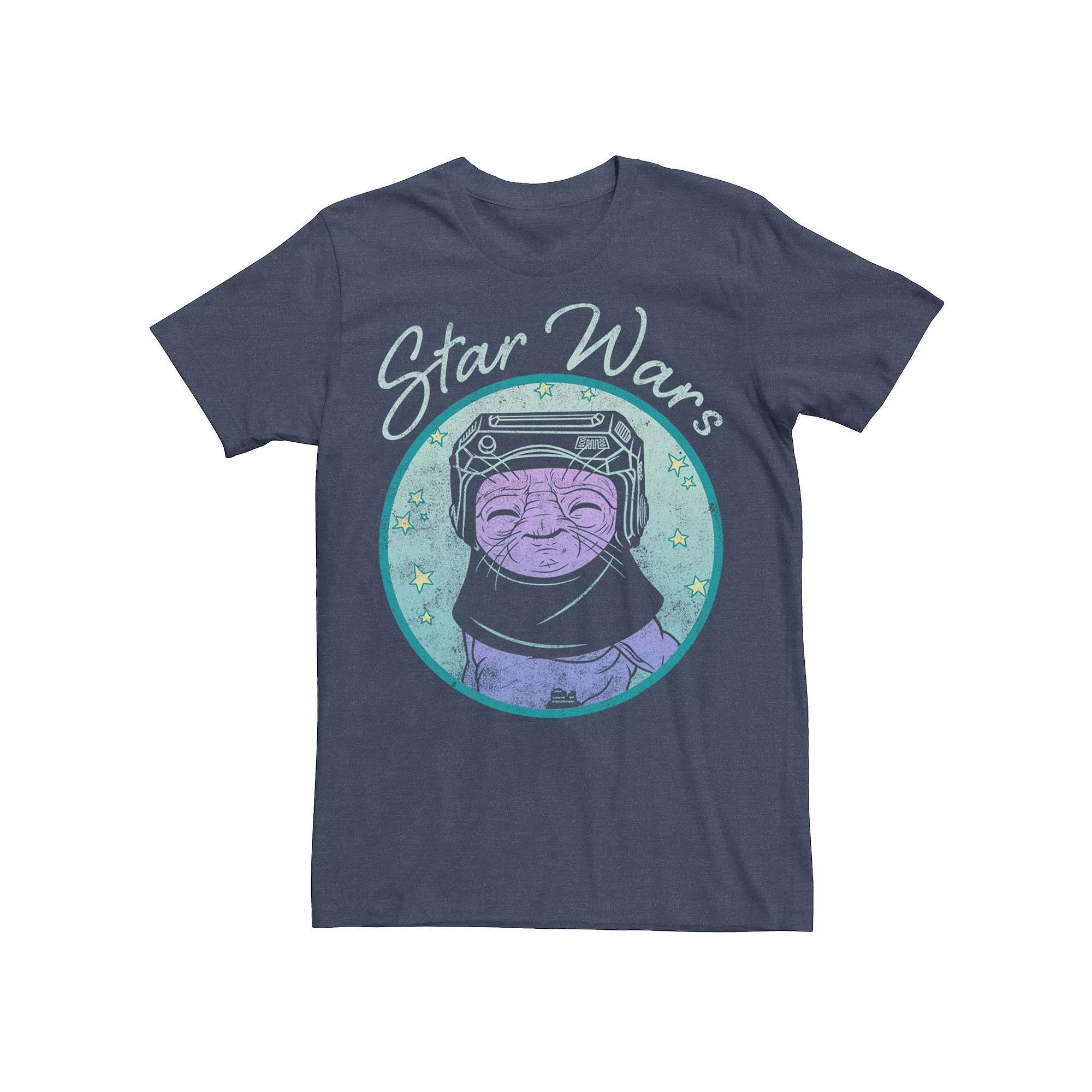 Men's Star Wars: The Rise Of Skywalker Babu Frik Pastel Stars Tee, Size: XXL, Navy Grey Product Image