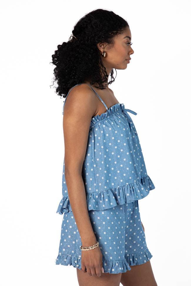 Perfect Playlist Blue Printed Chambray Set SALE Product Image