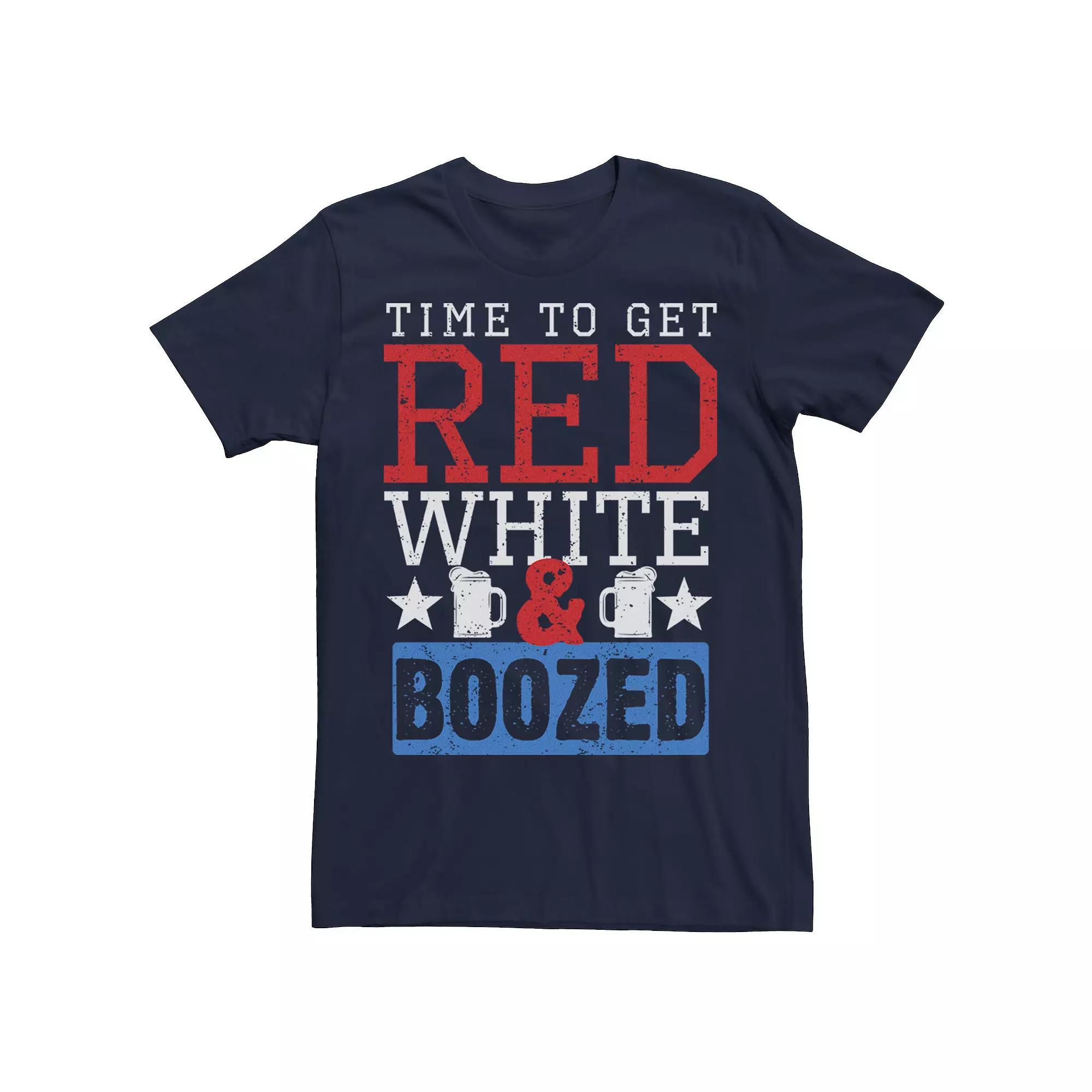 Men's Time To Get Red White & Boozed Tee, Size: Medium, Blue Product Image