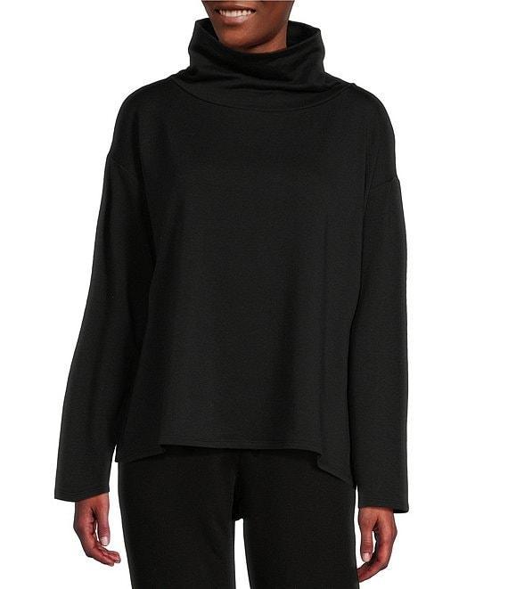 Eileen Fisher Cozy Brushed Terry Funnel Neck Long Sleeve Boxy Top Product Image