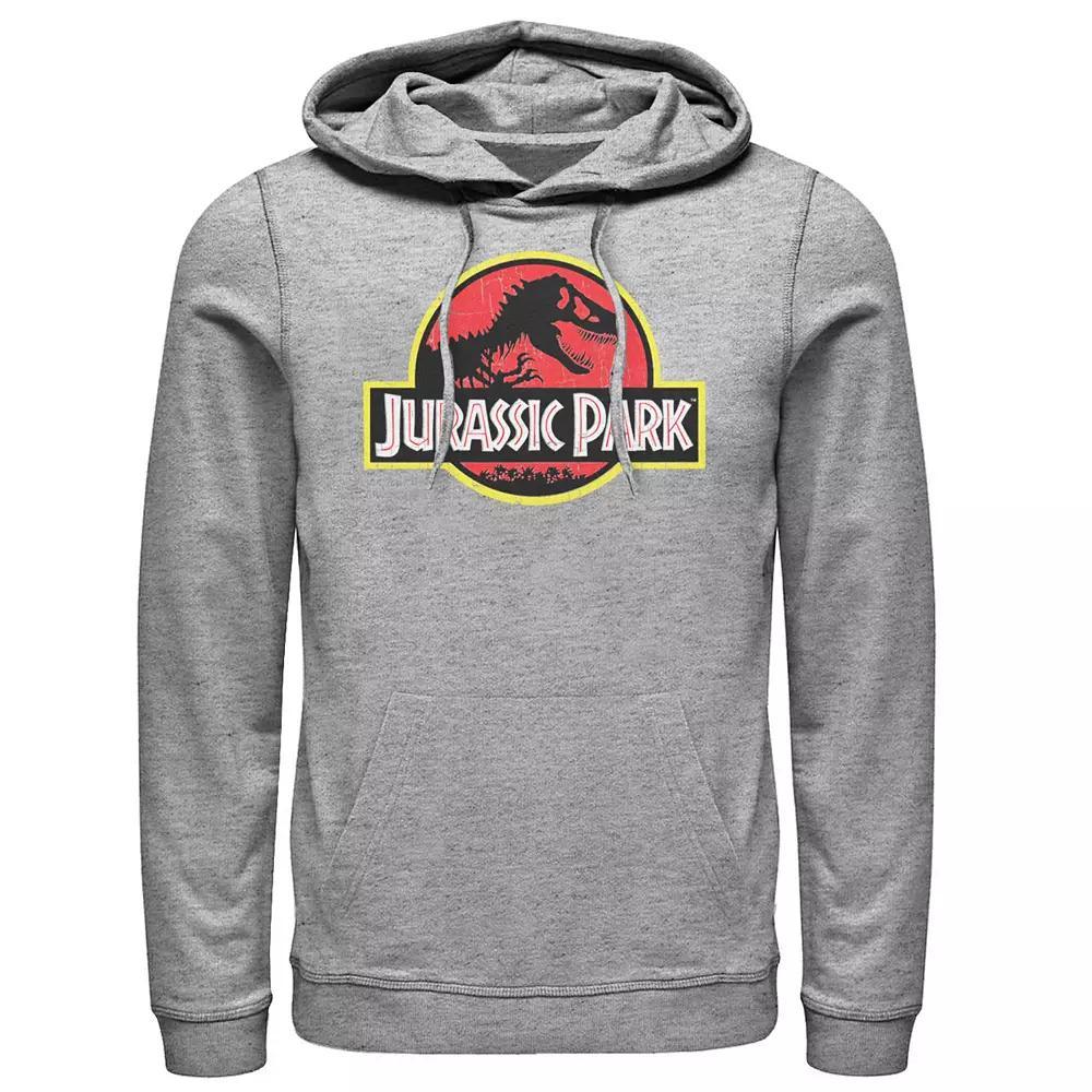 Mens Jurassic Park Classic Original Logo Graphic Hoodie Athletic Grey Product Image