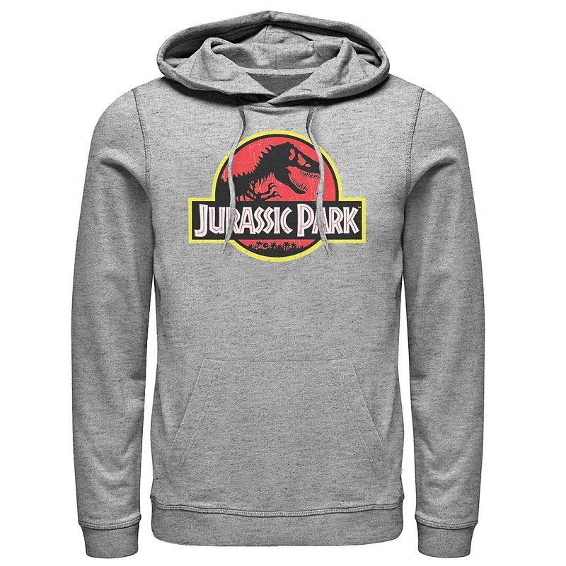 Mens Jurassic Park Classic Original Logo Graphic Hoodie Athletic Grey Product Image