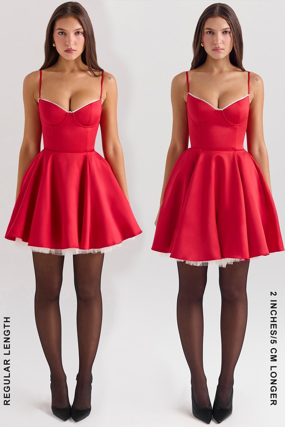 Minimoiselle  holly red satin tulle mini dress Product Image
