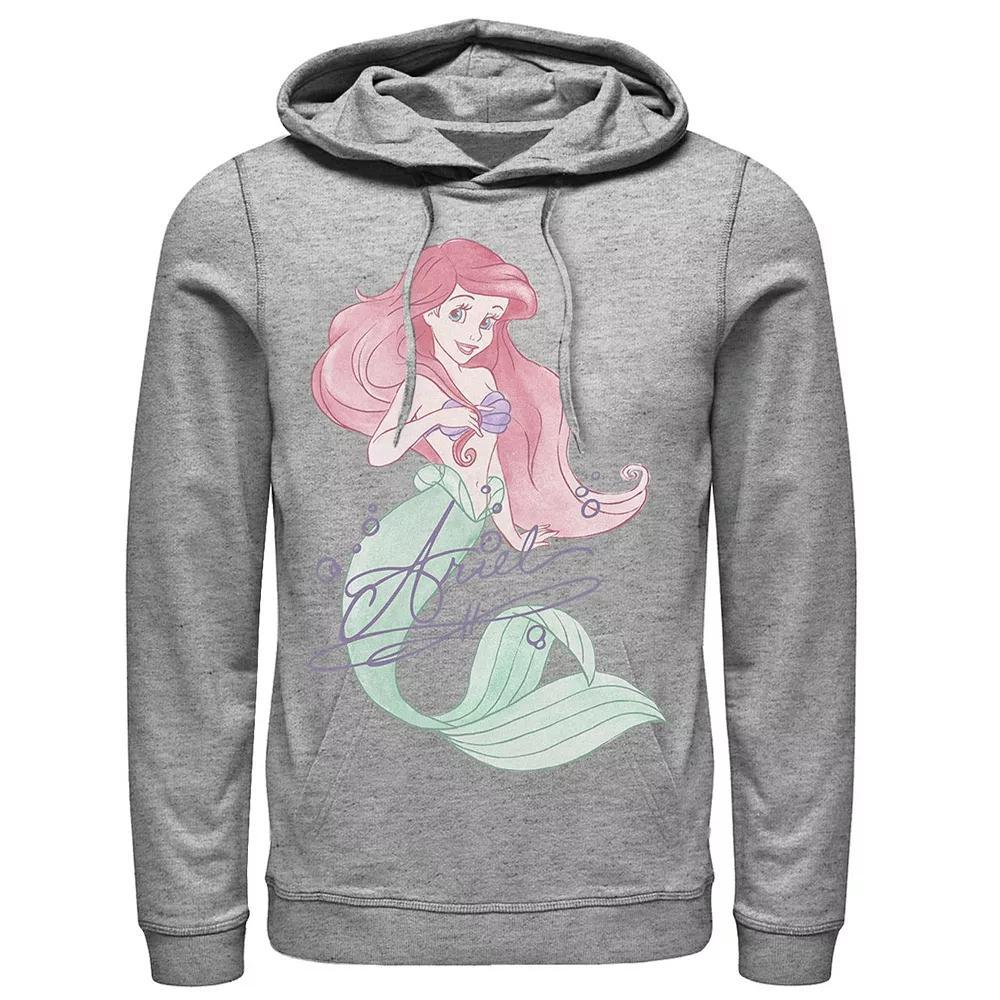 Disney's The Little Mermaid Ariel Men's Signed Portrait Hoodie, Size: Large, Athletic Grey Product Image