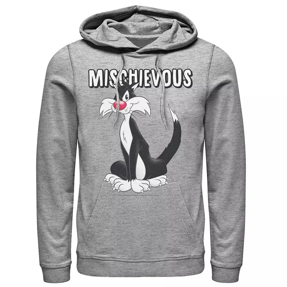Men's Looney Tunes Sylvester Mischievous Portrait Hoodie, Size: XXL, Athletic Grey Product Image
