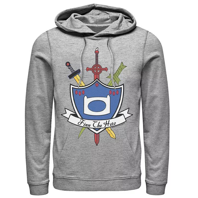 Men's Cartoon Network Adventure Time Finn The Hero Sword And Shield Banner Hoodie, Size: 3XL, Black Product Image