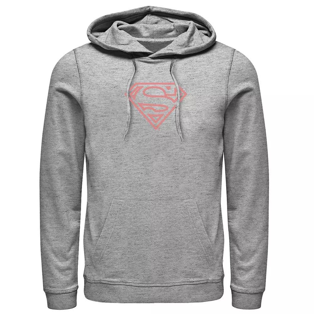 Men's DC Comics Superman Red Line Art Logo Hoodie, Size: Large, Athletic Grey Product Image