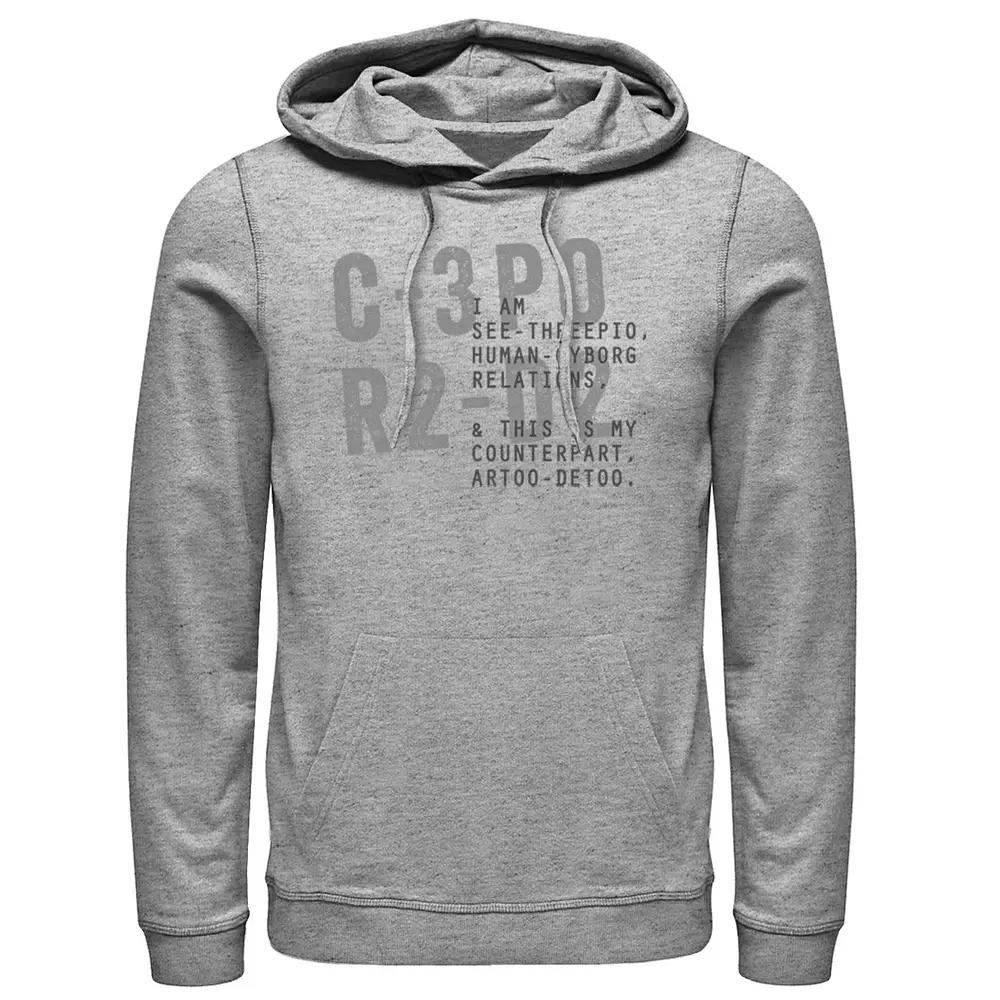 Mens Star Wars R2-D2 & C-3PO Hoodie Athletic Grey Product Image