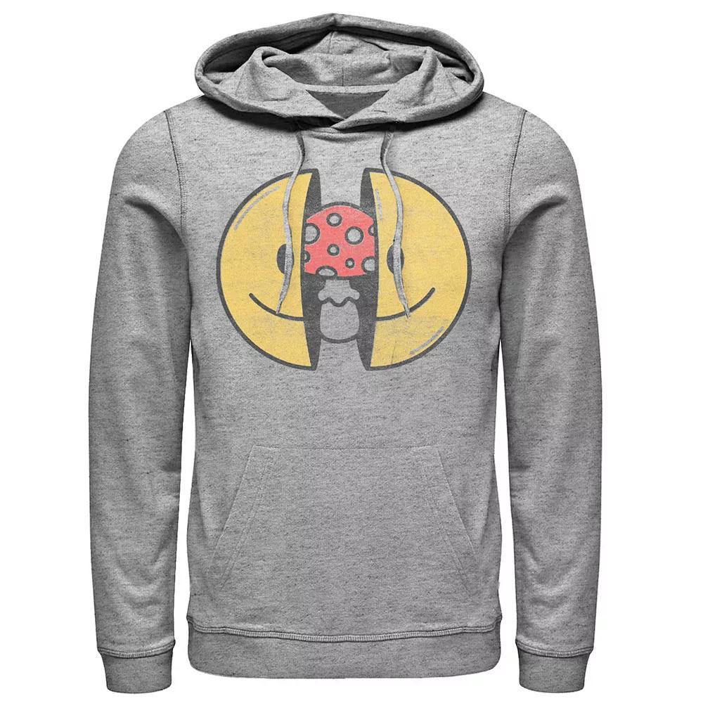 Men's Smiley Face With Mushroom Inside Hoodie, Size: Large, Athletic Grey Product Image