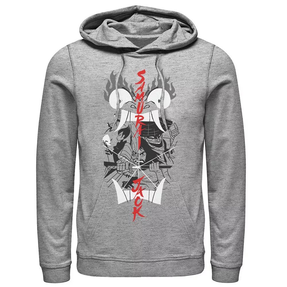 Men's CN Samurai Jack Aku Illustrated Storytelling Graphic Hoodie, Size: 3XL, Athletic Grey Product Image