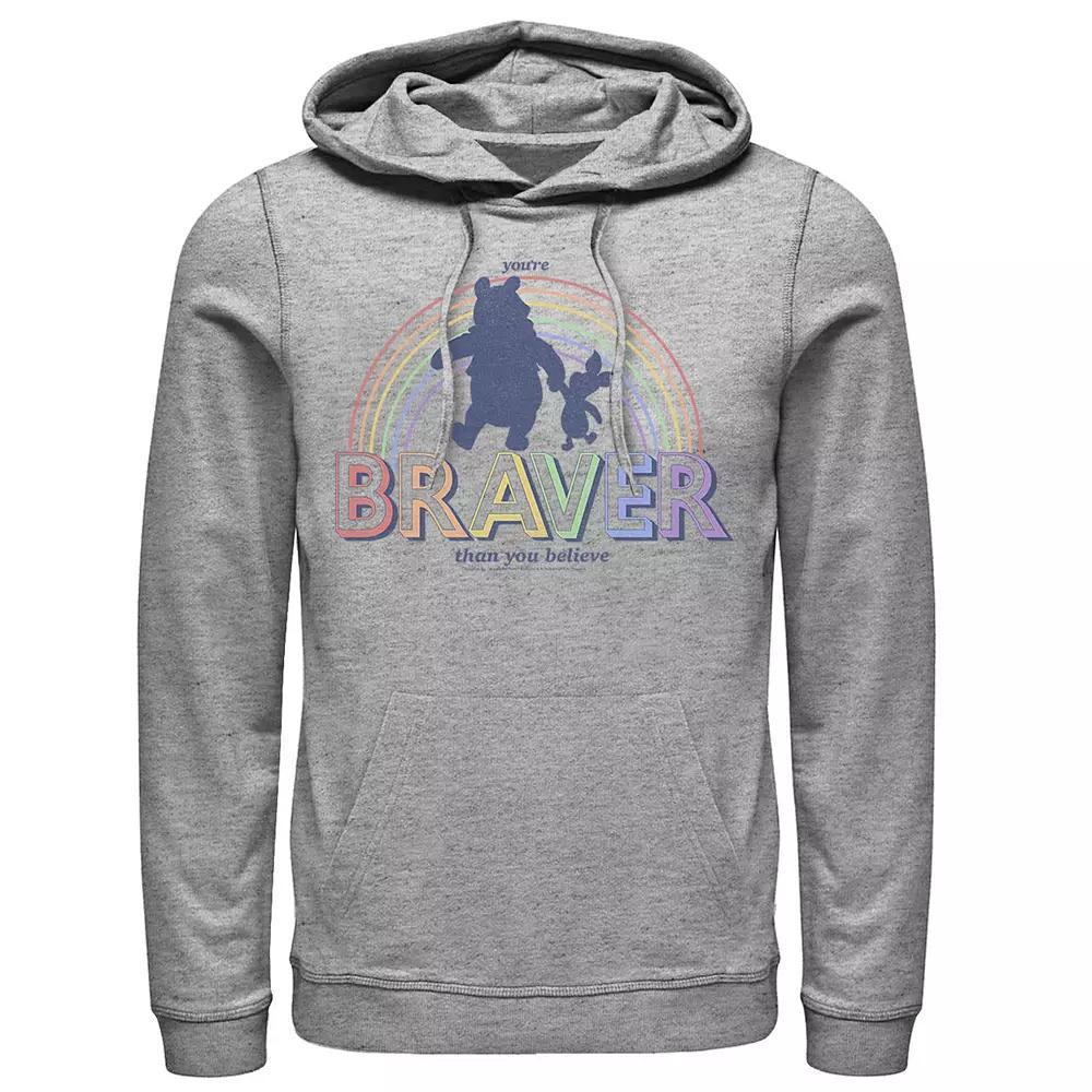 Disney's Winnie The Pooh And Piglet You're Braver Than You Believe Men's Graphic Hoodie, Size: XXL, Athletic Grey Product Image