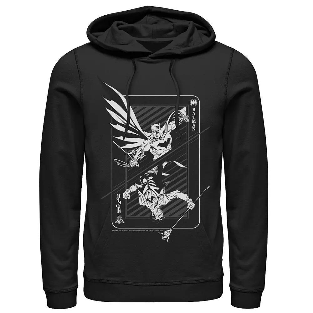 Men's DC Comics Batman And Joker Card Poster Hoodie, Size: XL, Black Product Image