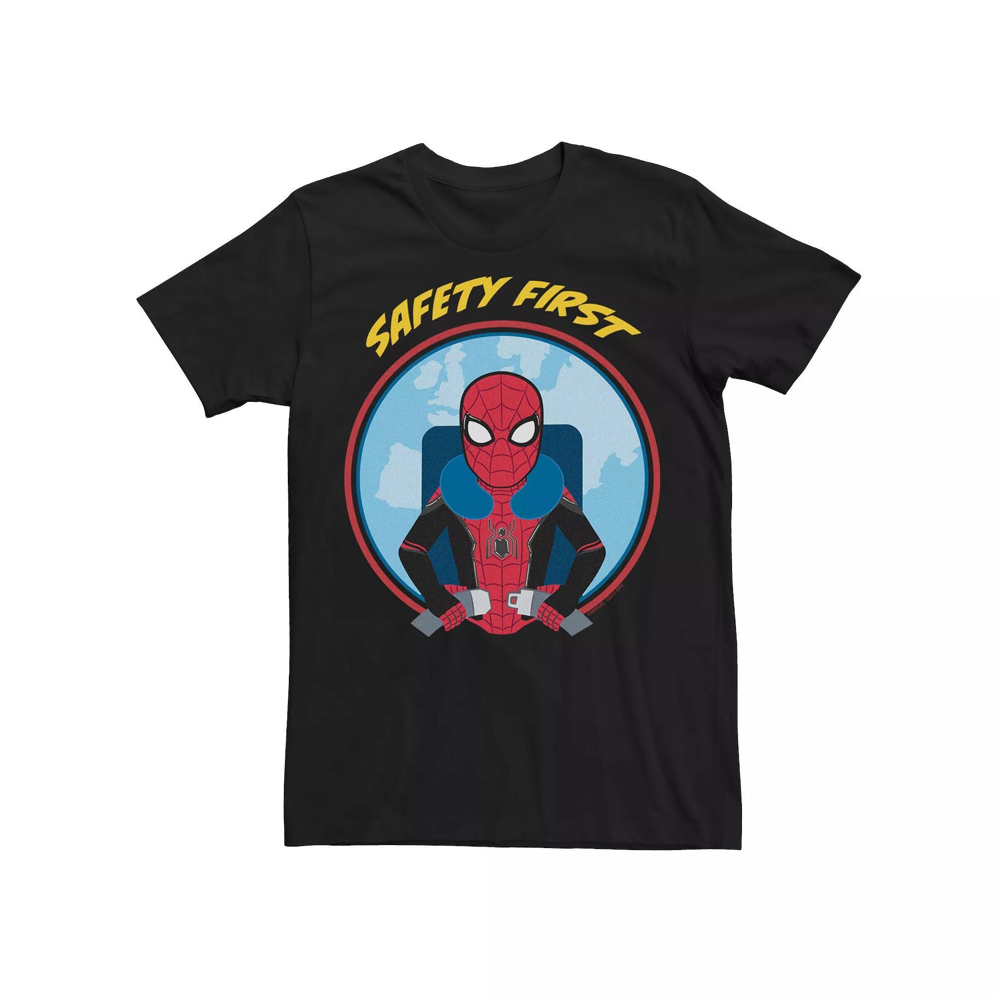 Men's Marvel Spider-Man Far From Home Safety First Circle Portrait Graphic Tee, Size: XL, Black Product Image