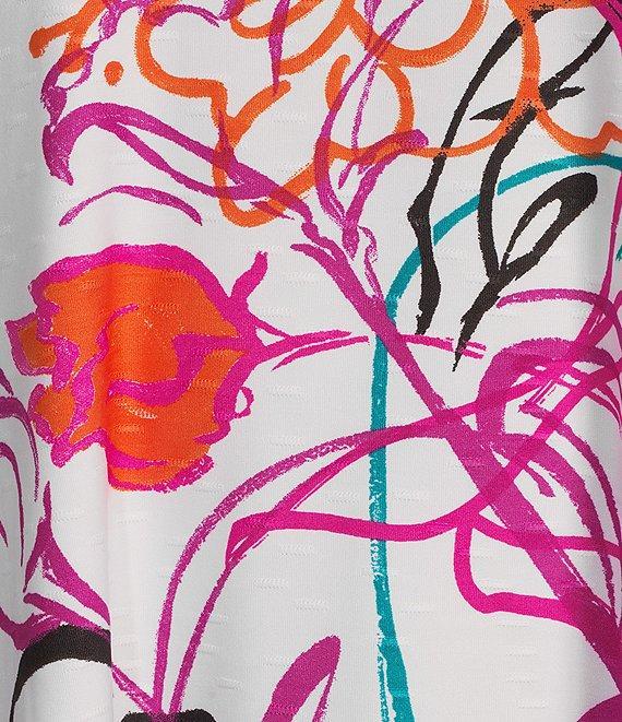 Ali Miles Abstract Floral V-Neck 3/4 Cinch Sleeve Tunic Product Image