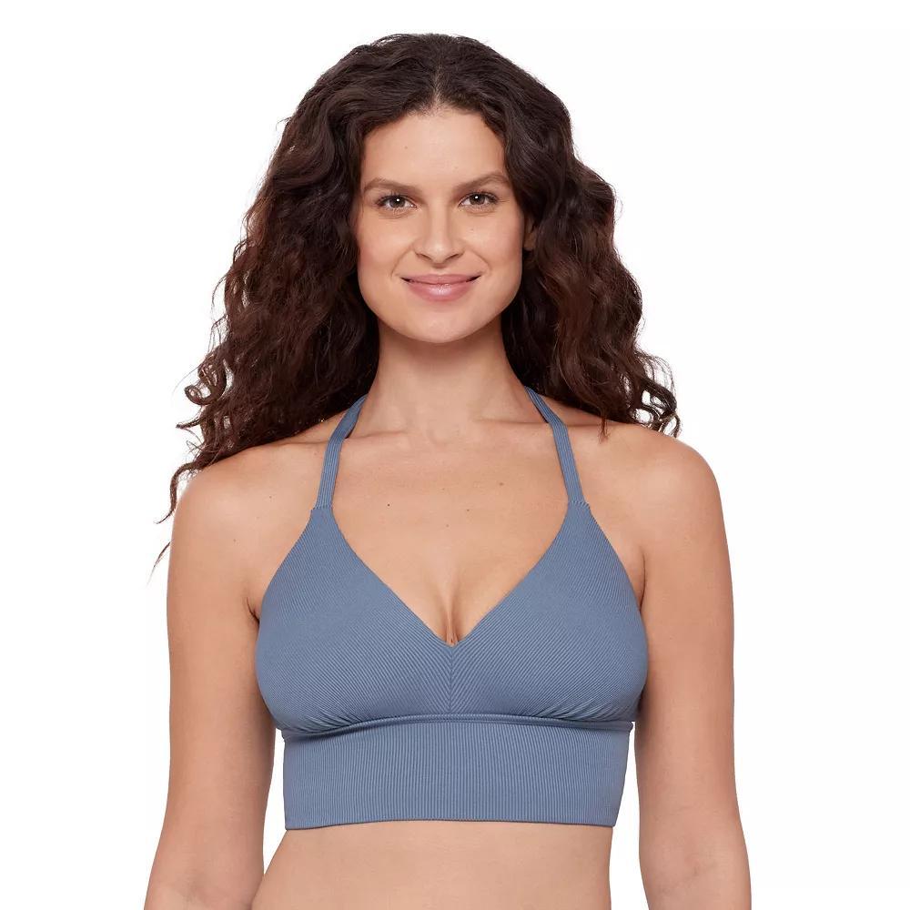 Women's Eco Beach Rib Longline Bralette Swim Top, Size: Small, Grey Product Image