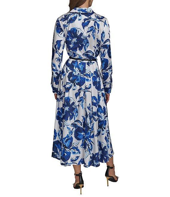 Donna Karan Printed Notch Collar Long Sleeve Belted Shirtdress Product Image