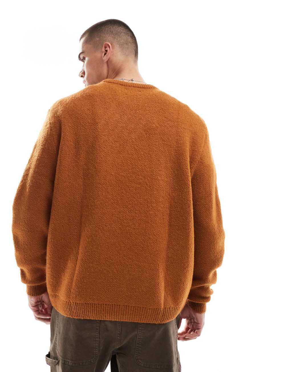 ASOS DESIGN oversized brushed knit sweater in rust Product Image