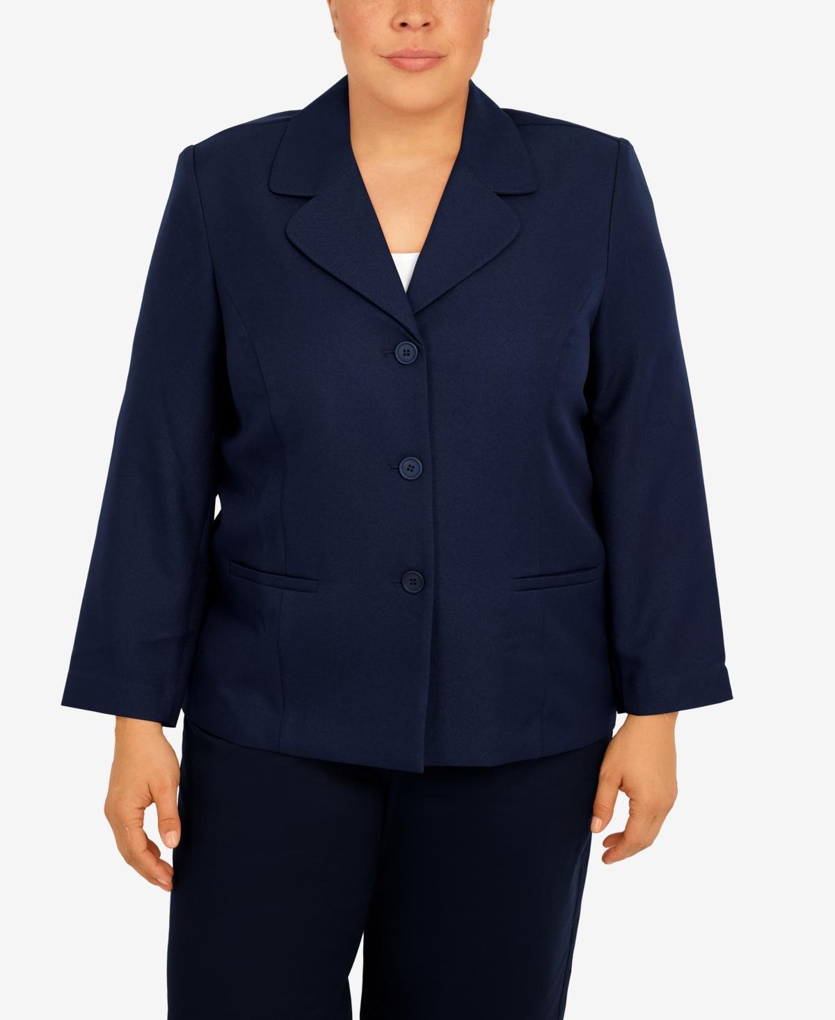 Plus Size Alfred Dunner Chic Button-Front Jacket, Womens Blue Product Image