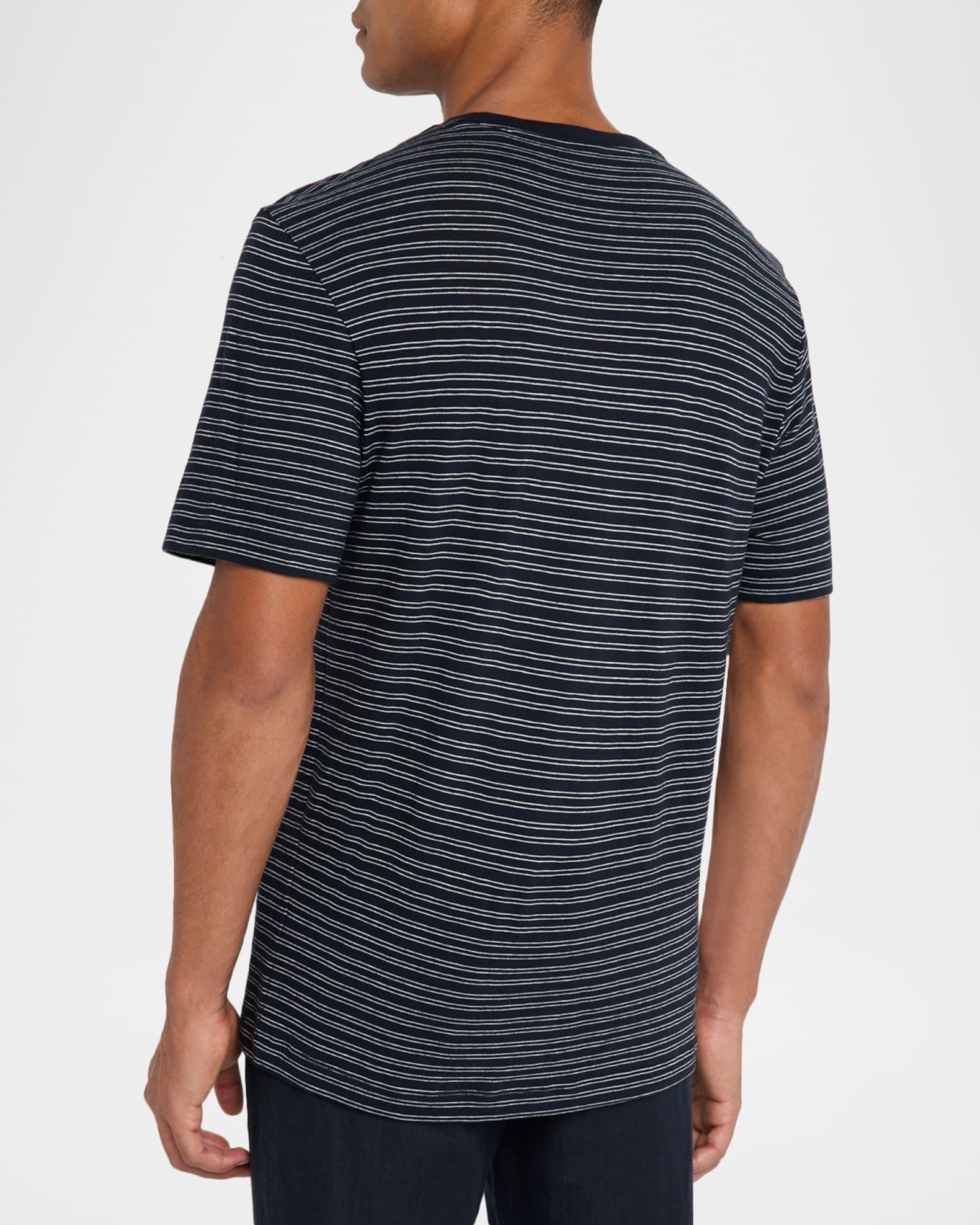 Mens Cotton Thin Stripe Crewneck T-Shirt Product Image