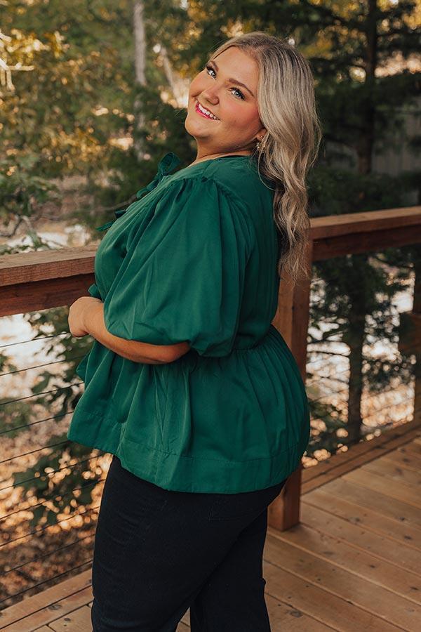 Meant For Martinis Peplum Top in Hunter Green Curves Product Image