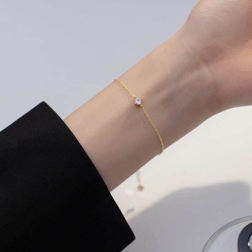 925 Sterling Silver Rhinestone Bracelet Product Image