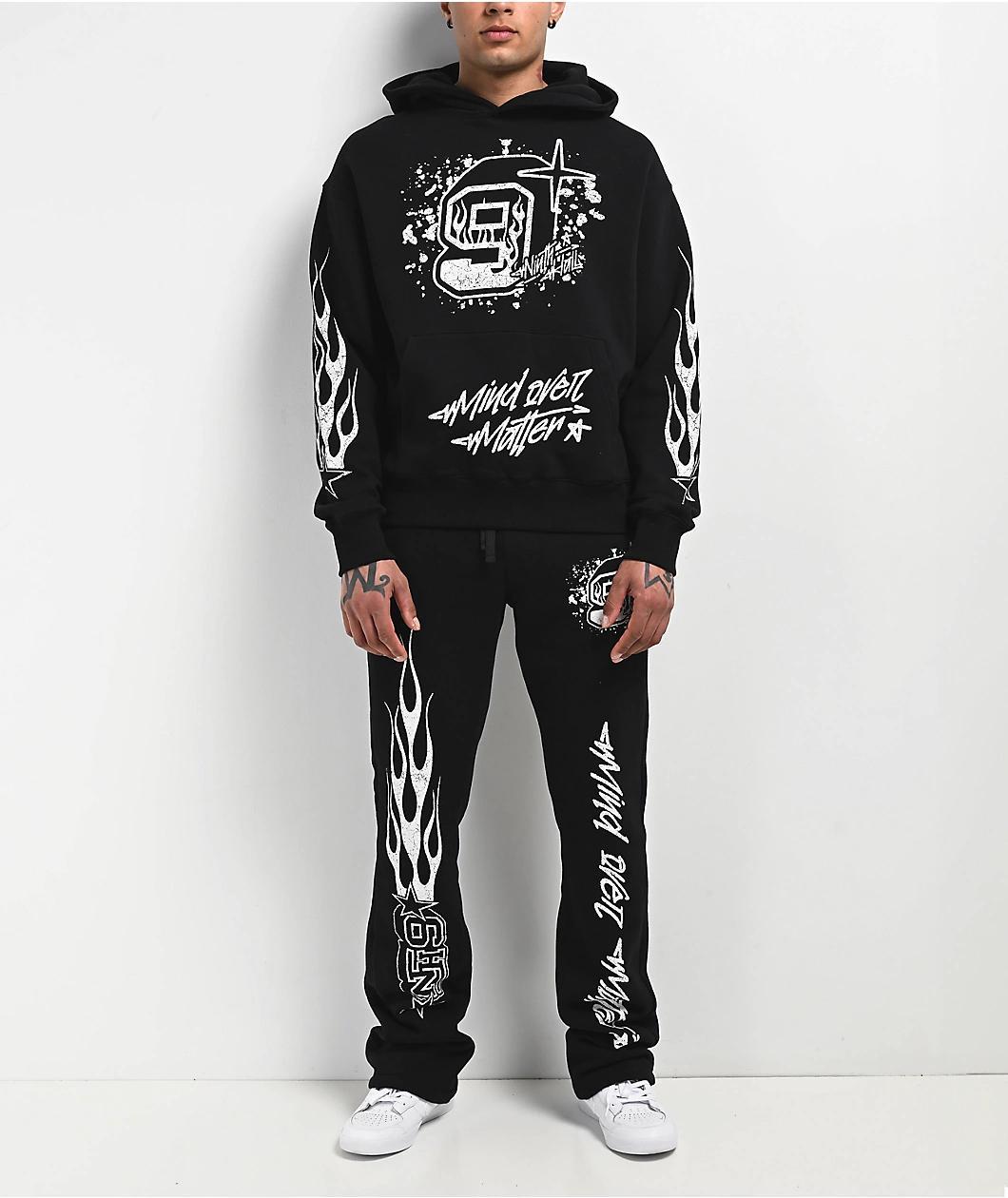Ninth Hall Flame Black Boxy Hoodie Product Image