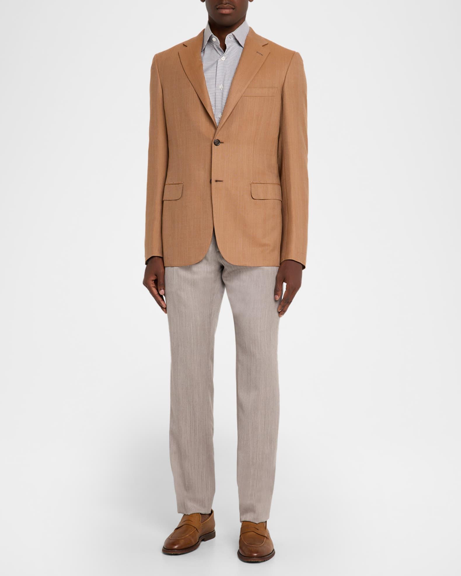 Men's Single-Breasted Herringbone Blazer Product Image