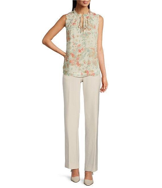 Anne Klein Sleeveless Ruffle Neck Floral Print Blouse Product Image