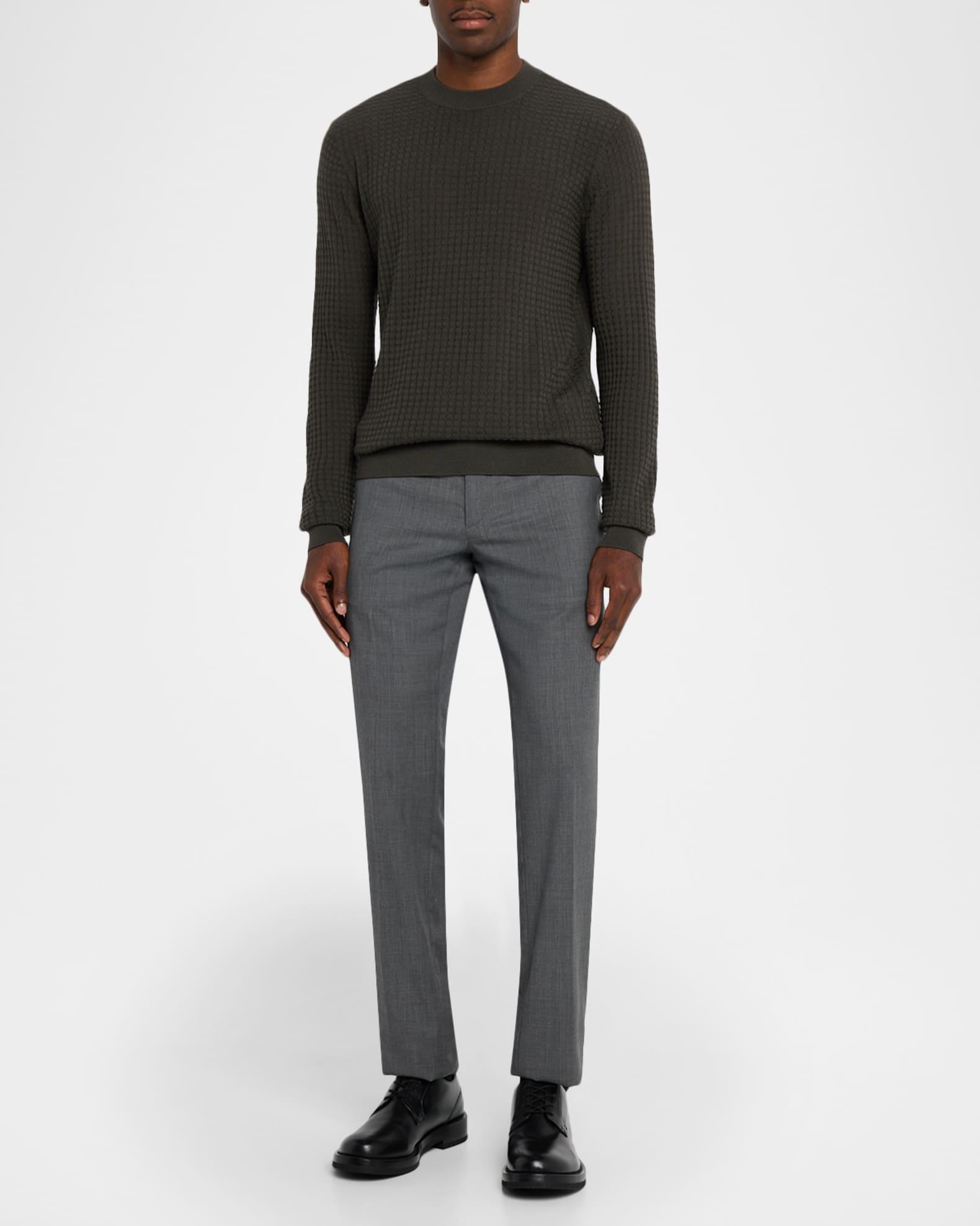 Men's Square Texture Knit Crewneck Sweater Product Image